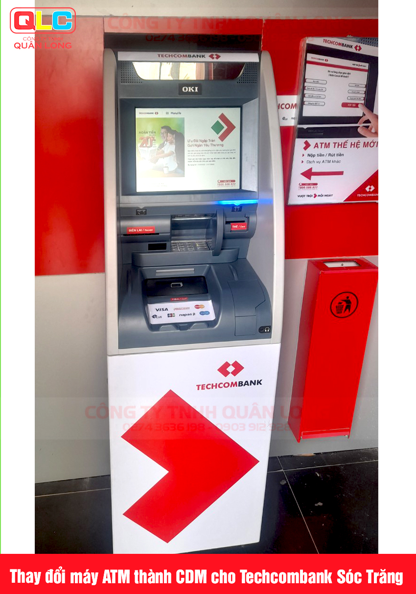 Thay đổi máy ATM thành CDM cho Techcombank Sóc Trăng